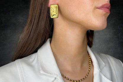 Geometric Plated Stainless Steel PVD 18K Gold Stud Earrings