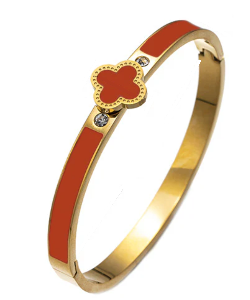 Ellipse titanium Steel 18k gold plated bangle