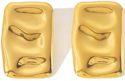 Geometric Plated Stainless Steel PVD 18K Gold Stud Earrings